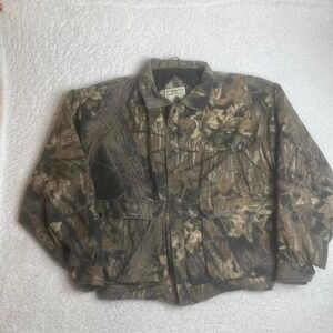 Vintage Northwest territory men mossy oak‎ camo quilt lined bomber jacket crop L